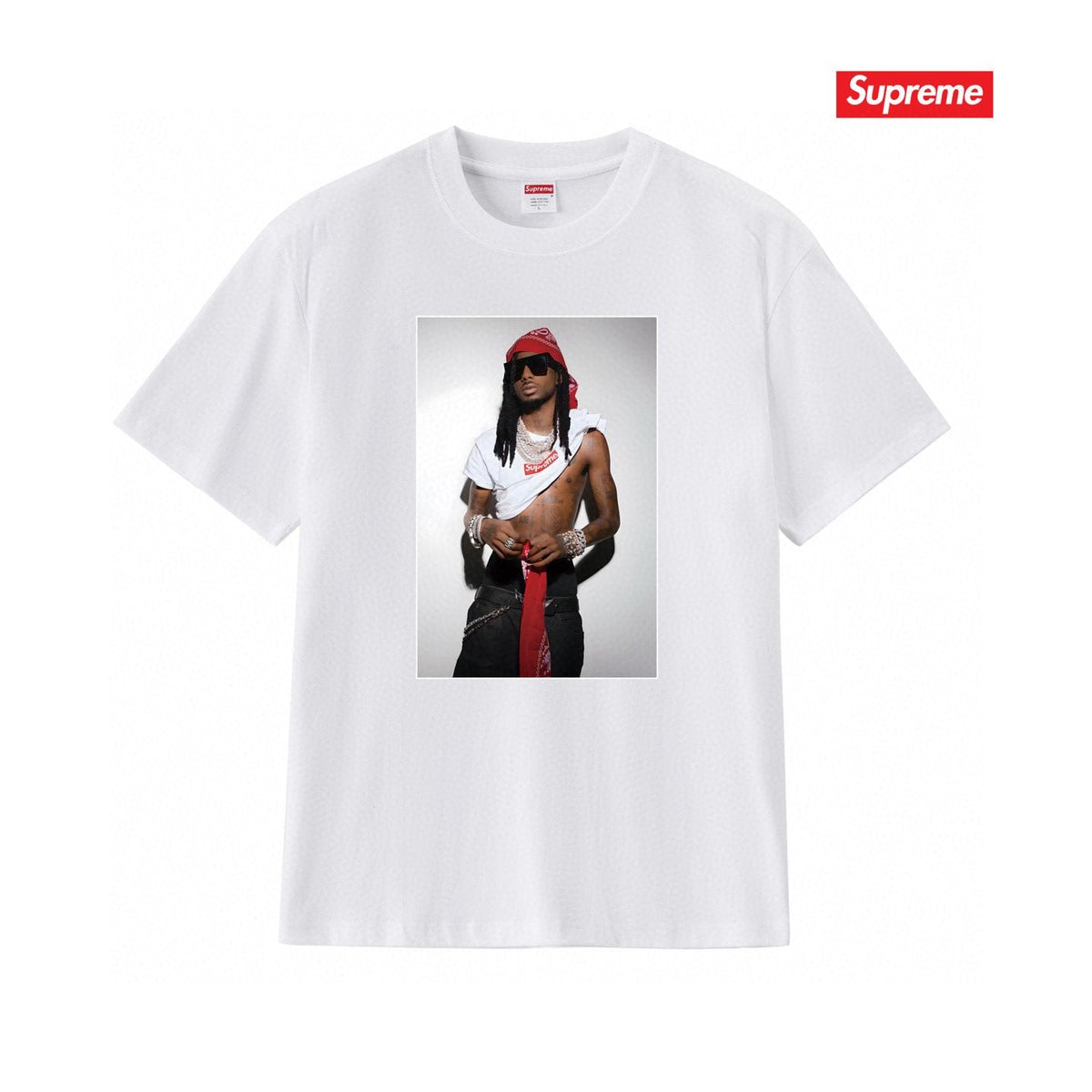 Supreme Playbi Caarti Portrait Graphic T-Shirt — front